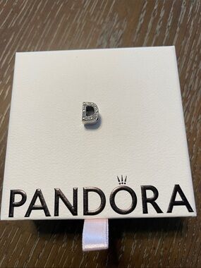 Pandora Silver 'D' Pavé Letter Charm with Clear Stones
